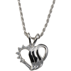Sterling Silver Cubic Zirconia Heart Swirl Pendant