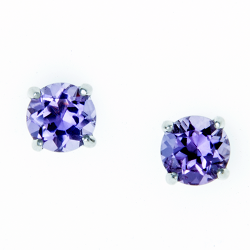 Sterling Silver Amethyst 6mm Round Solitaire Earrings
