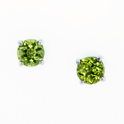 Sterling Silver Peridot 6mm Round Solitaire Earrings
