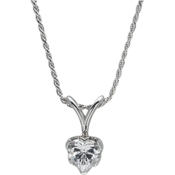 Sterling Silver 8mm Cubic Zirconia  Heart Solitaire Pendant with Chain