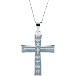 Our Father Lord's Prayer Engraved Cross Pendant