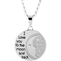 Stainless Steel I Love You to the Moon Pendant Engravable