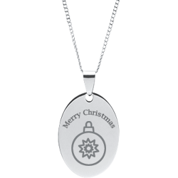 Stainless Steel Personalized Engraved Christmas Ornament Oval Pendant