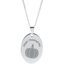 Stainless Steel Personalized Engraved Thanksgiving Pumpkin Oval pendant