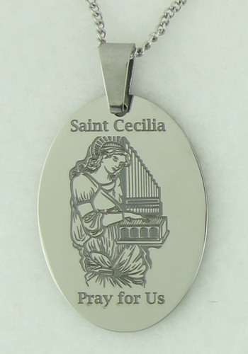 Saint Cecilia Oval Prayer Pendant