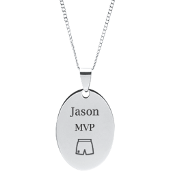 Stainless Steel Personalized Engraved Basketball Shorts Oval Pendant with Chain