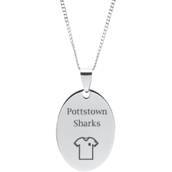 Stainless Steel Personalized Engraved Soccer Jersey Oval Pendant with Chain