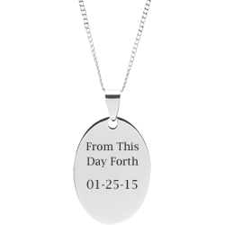 Stainless Steel Personalized Engraved Oval Pendant with Chain - Create Your Own Custom Pendant