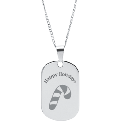 Stainless Steel Personalized Engraved Happy Holiday Candy Cane Pendant