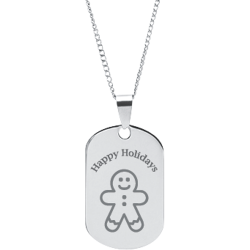 Stainless Steel Personalized Engraved Happy Holiday Ginger Bread Man Pendant