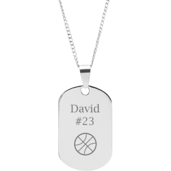 Stainless Steel Personalized Engraved Basketball Sports Pendant with Chain