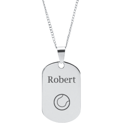 Stainless Steel Personalized Engraved Tennis Ball Sports Pendant with Chain