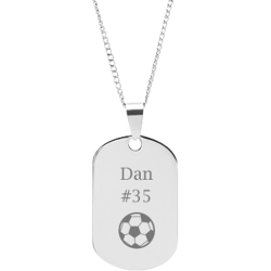 Stainless Steel Personalized Engraved Soccer Sports Pendant with Chain
