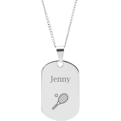 Stainless Steel Personalized Engraved Tennis Racket Sports Pendant with Chain