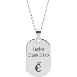Stainless Steel Personalized Engraved Golf Bag Sports Pendant with Chain