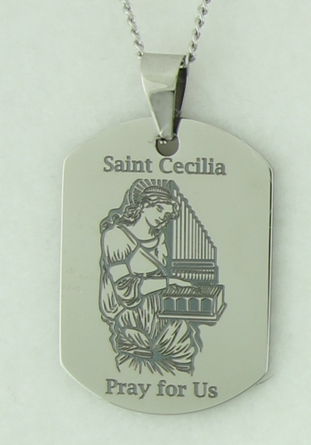 Saint Cecilia Rectangle Shaped Prayer Pendant