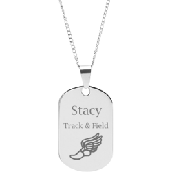 Stainless Steel Personalized Engraved Track & Field Sports Pendant with Chain