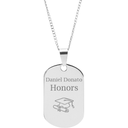 Stainless Steel Personalized Engraved Graduation Cap Pendant with Chain