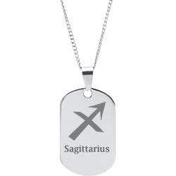 Stainless Steel Personalized Engraved Zodiac Symbol Dog Tag Pendant
