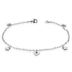 Stainless Steel Bell and Heart 9.5" Anklet