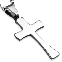 Stainless Steel Personalized Engraved Slender Cross Initial Pendant on Chain