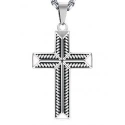 Personalized Engraved Sculpted Cross Pendant with Chain