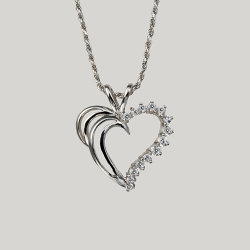 Sterling Silver Cubic Zirconia Swirl Heart Pendant