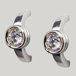 Sterling Silver 5mm Cubic Zirconia Bezel Set Hoop Pierced Earrings