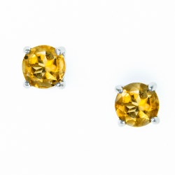 Sterling Silver Genuine Citrine 6mm Round Solitaire Earrings