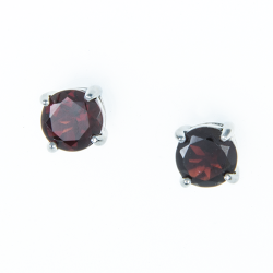 Sterling Silver Garnet 6mm Round Solitaire Earrings