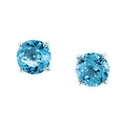 Sterling Silver Genuine Blue Topaz 8mm Round Solitaire Earrings