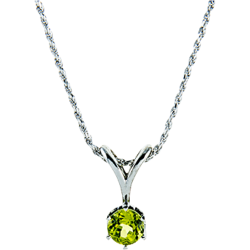 Sterling Silver 6.5mm Round Peridot Solitaire Pendant