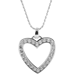 Sterling Silver Cubic Zirconia Heart Pendant with Chain