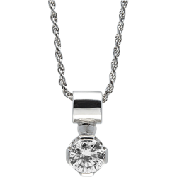 Sterling Silver Cubic Zirconia  Round Solitaire Pendant
