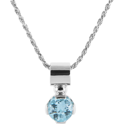 Sterling Silver Blue Topaz 7mm Round Solitaire Pendant