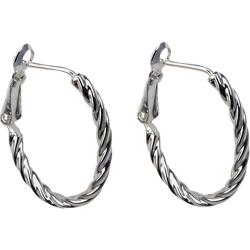 Sterling Silver 20mm Twisted Oval Hoop Earrings