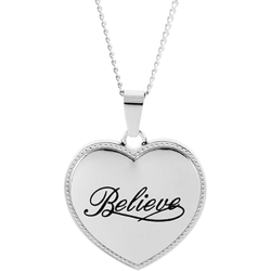 Stainless Steel Believe Puffed Heart Pendant Engravable