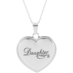 Stainless Steel Daughter Puffed Heart Pendant Engravable