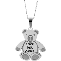 Stainless Steel Personalized Engraved Teddy Bear Pendant