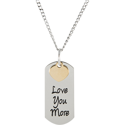Stainless Steel Personalized Engraved Love You More Pendant with Chain