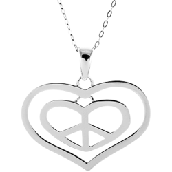 Sterling Silver Peace Sign Love Pendant