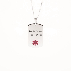 Stainless Steel Personalized Medical ID Pendant Free Engraving