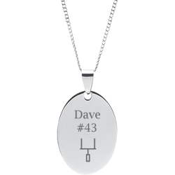 Stainless Steel Personalzied Engraved Football Goal Post Oval Pendant with Chain