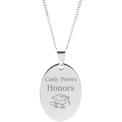 Stainless Steel Personalized Engraved Graduation Oval Pendant