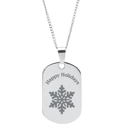 Stainless Steel Personalized Engraved Happy Holiday Snowflake Pendant