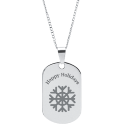 Stainless Steel Personalized Engraved Happy Holiday Snow Flake Pendant