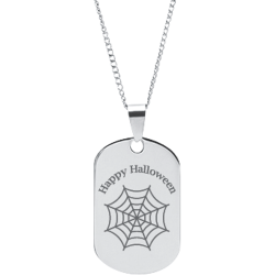 Stainless Steel Personalized Engraved Halloween Spider Web Pendant