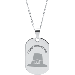Stainless Steel Personalized Engraved Thanksgiving Pilgrim's Hat Pendant