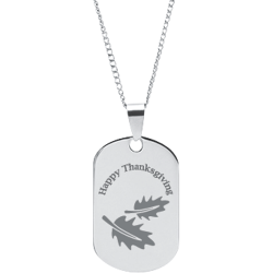 Stainless Steel Personalized Engraved Thanksgiving Fall Leaves Pendant