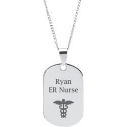 Stainless Steel Engraved Nurse Symbol And Prayer Pendant with Chain